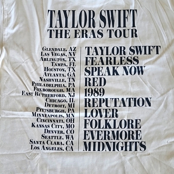 NWT Taylor Swift The Eras Tour US Dates Beige T-Shirt M - Picture 2 of 5